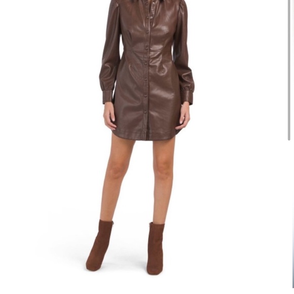 7 For All Mandkind - Brown Faux Leather Dress - Picture 1 of 3